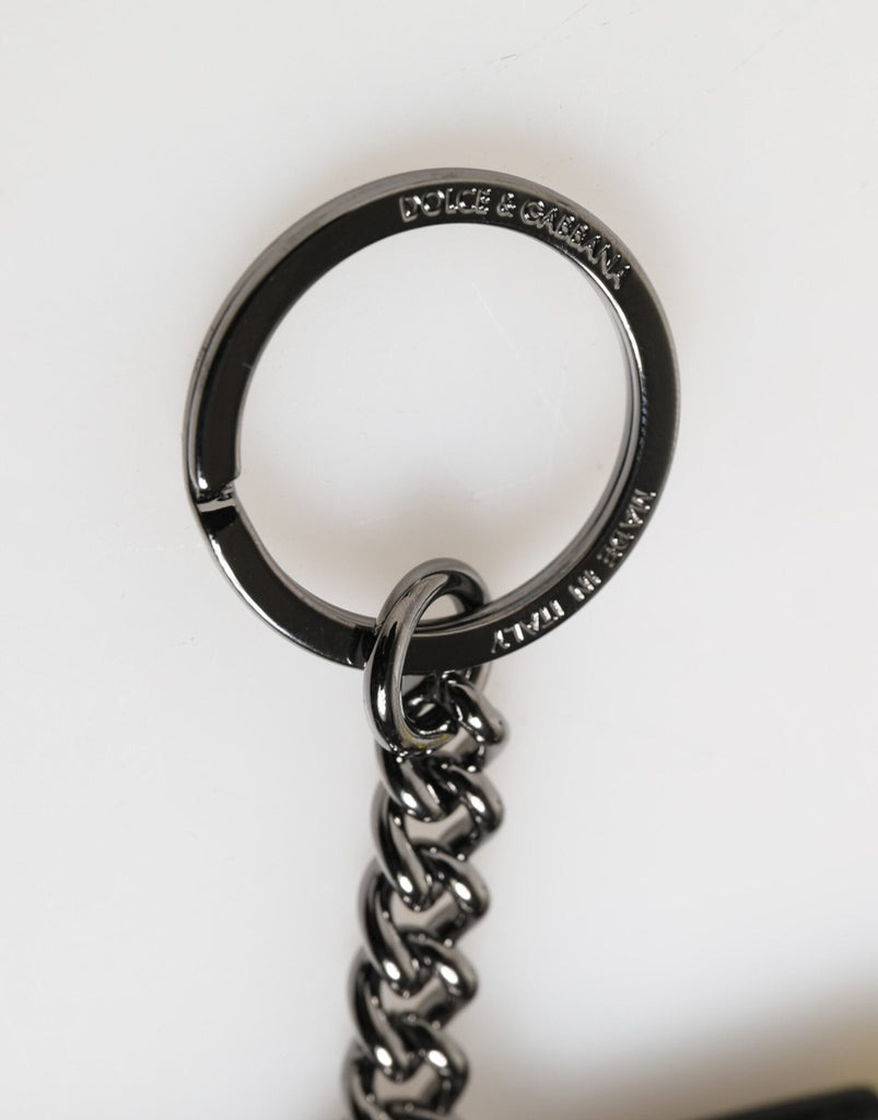 Dolce & Gabbana Yellow Logo Nylon Silver Brass Holder Keychain Keyring - Beyzy Store - Dolce & Gabbana
