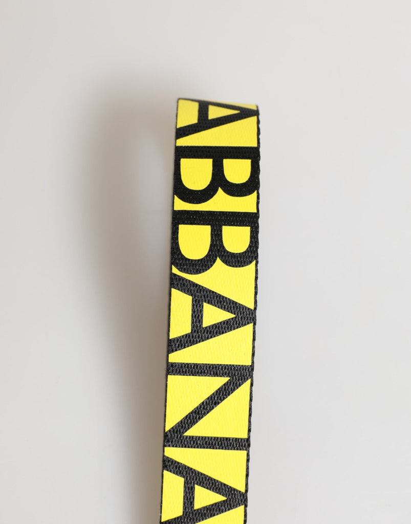 Dolce & Gabbana Yellow Logo Nylon Silver Brass Holder Keychain Keyring - Beyzy Store - Dolce & Gabbana