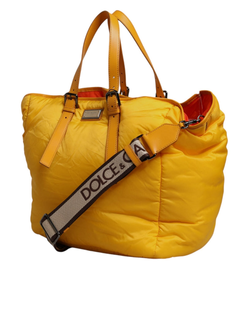 Dolce & Gabbana Yellow Orange Nylon Logo Plaque Hand Shoulder Duffle Bag - Beyzy Store - Dolce & Gabbana