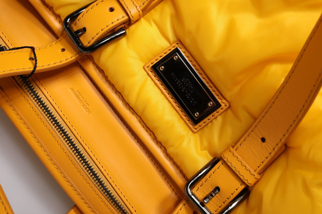 Dolce & Gabbana Yellow Orange Nylon Logo Plaque Hand Shoulder Duffle Bag - Beyzy Store - Dolce & Gabbana