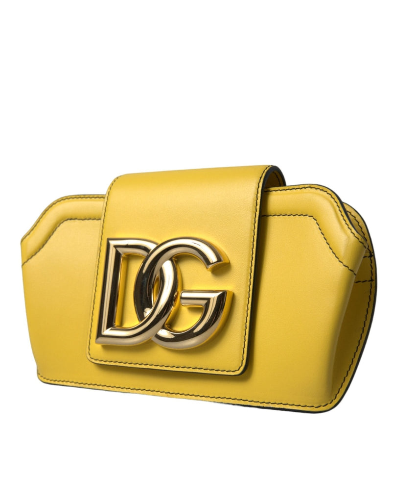 Dolce & Gabbana Yellow Smooth Leather DG Logo Clutch Crossbody Case Bag - Beyzy Store - Dolce & Gabbana