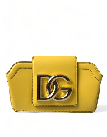 Dolce & Gabbana Yellow Smooth Leather DG Logo Clutch Crossbody Case Bag - Beyzy Store - Dolce & Gabbana