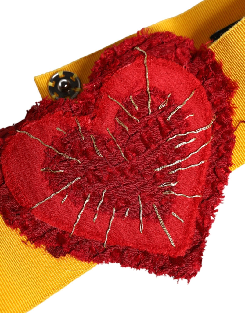 Dolce & Gabbana Yellow Stretch Wide Waist Heart Embellished Belt - Beyzy Store - Dolce & Gabbana