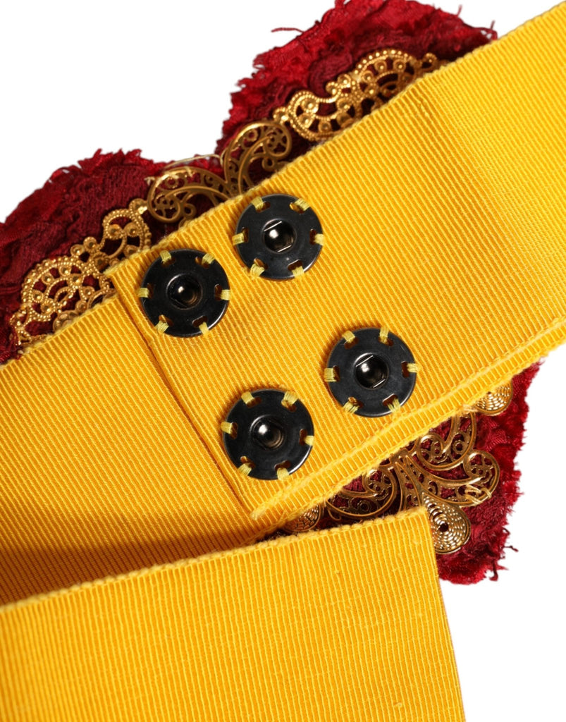 Dolce & Gabbana Yellow Stretch Wide Waist Heart Embellished Belt - Beyzy Store - Dolce & Gabbana