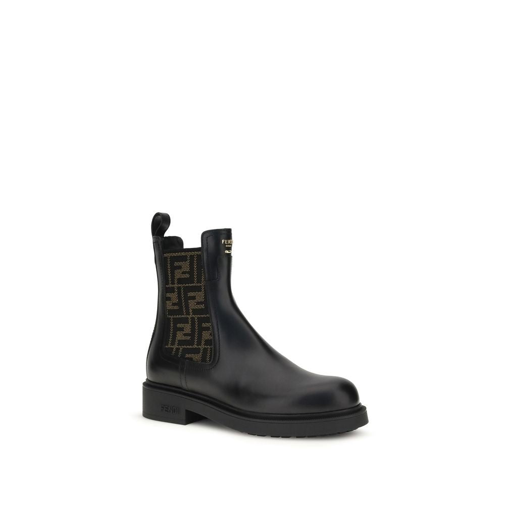 Fendi FF leather and fabric Ankle Boots - Beyzy Store - Fendi