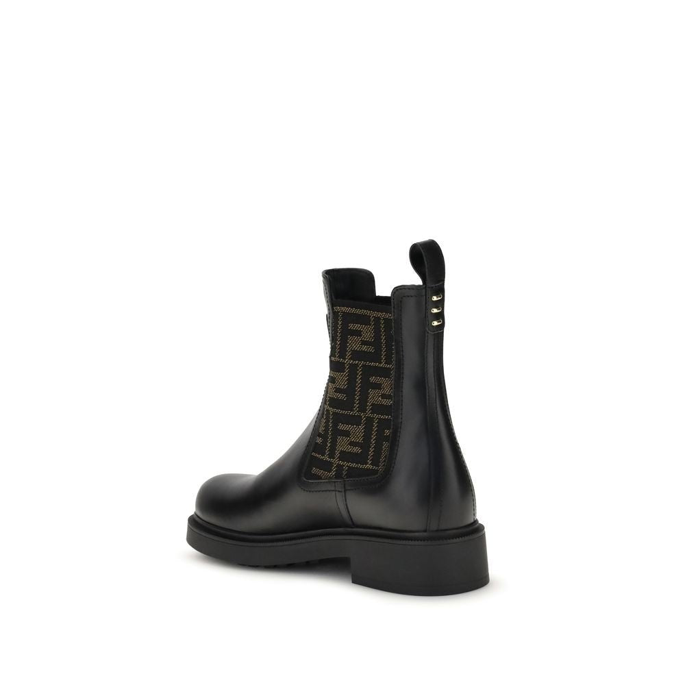 Fendi FF leather and fabric Ankle Boots - Beyzy Store - Fendi