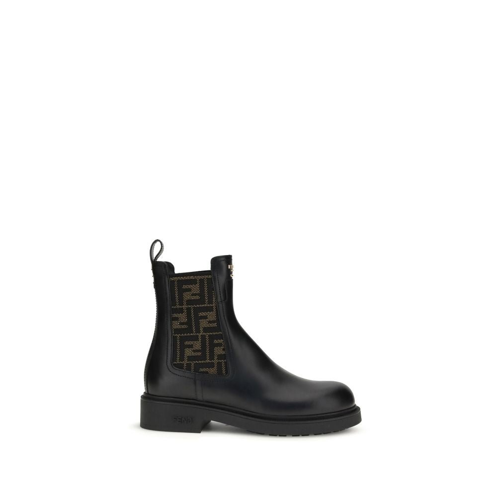 Fendi FF leather and fabric Ankle Boots - Beyzy Store - Fendi