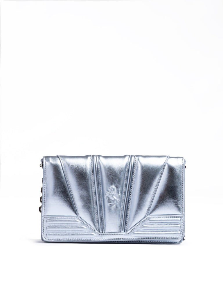 Ferrari Metal light blue GT patent leather bag with chain - Beyzy Store - Ferrari