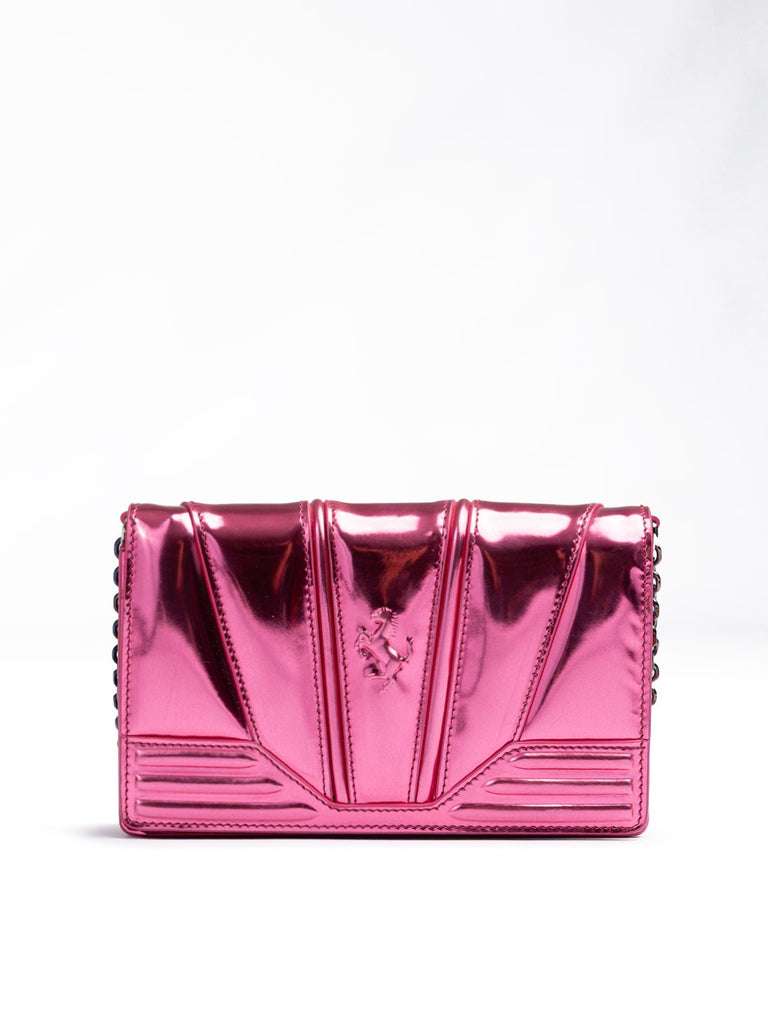 Ferrari Metal Pink GT patent leather bag with chain - Beyzy Store - Ferrari