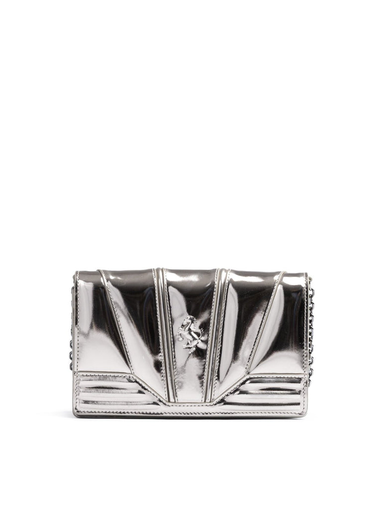Ferrari Metal Silver GT patent leather bag with chain - Beyzy Store - Ferrari