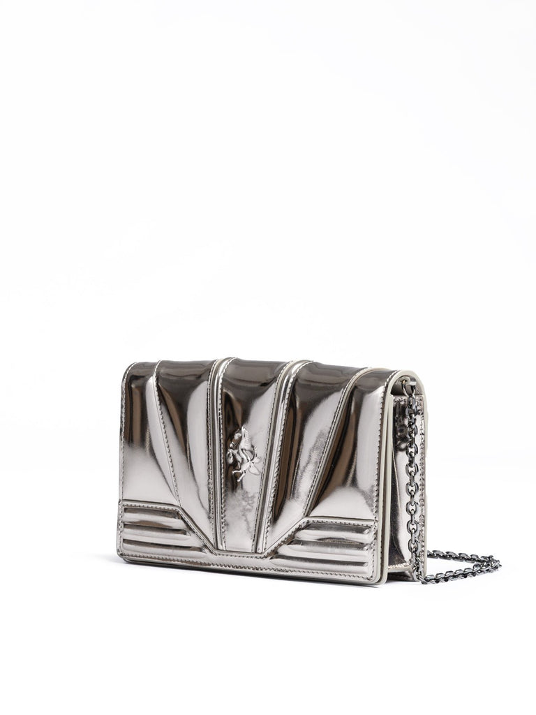 Ferrari Metal Silver GT patent leather bag with chain - Beyzy Store - Ferrari