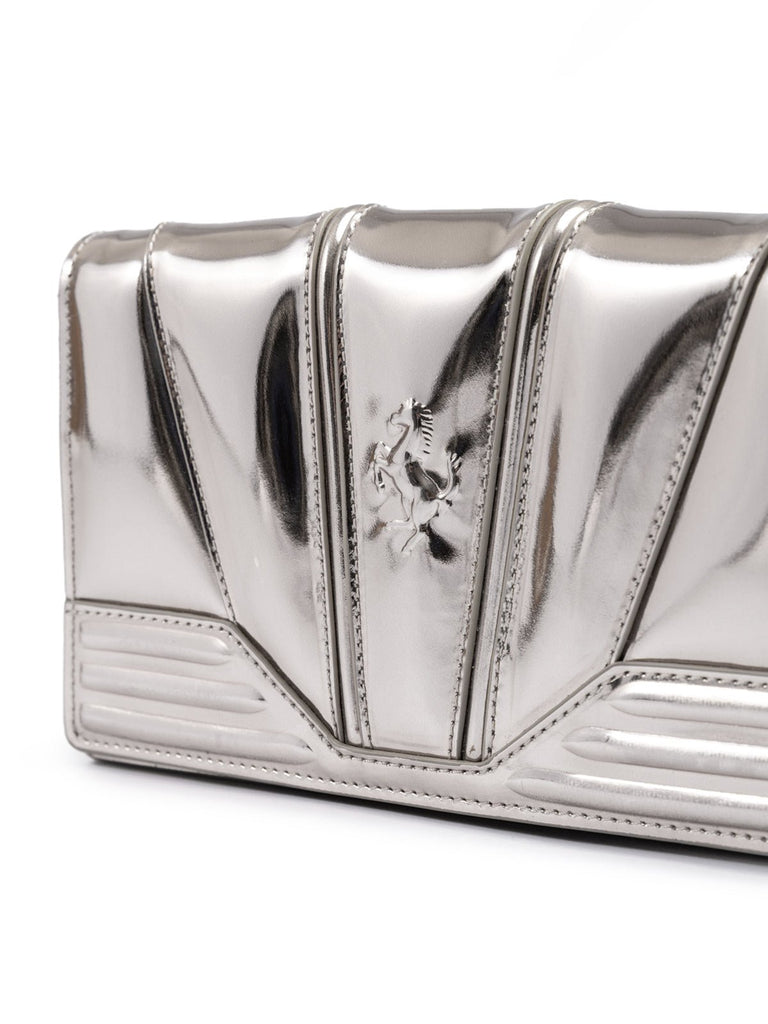 Ferrari Metal Silver GT patent leather bag with chain - Beyzy Store - Ferrari
