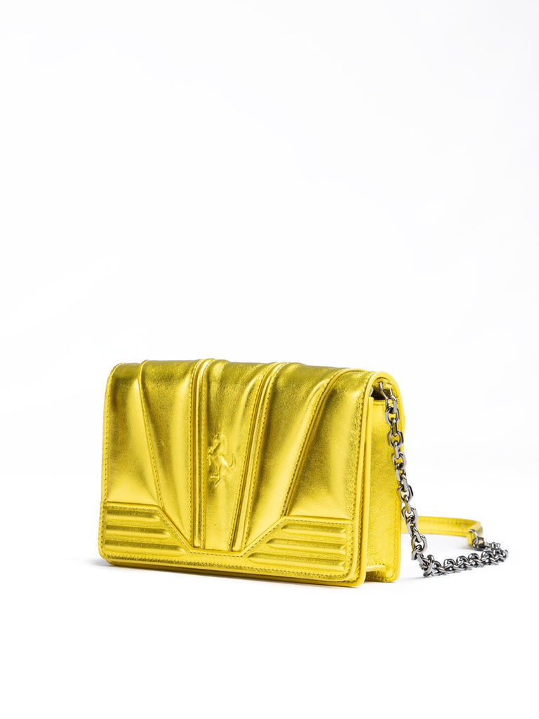 Ferrari Metal Yellow GT patent leather bag with chain - Beyzy Store - Ferrari