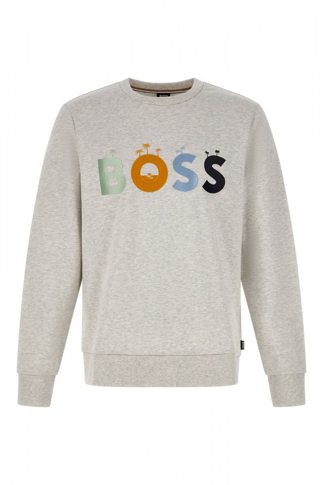 Hugo Boss Elegant Grey Round Neck Cotton Sweatshirt - Beyzy Store - Hugo Boss