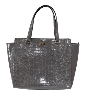 Kate Spade Grey Croc Embossed Leather Elissa Bristol Drive Tote Handbag Bag - Beyzy Store - Kate Spade