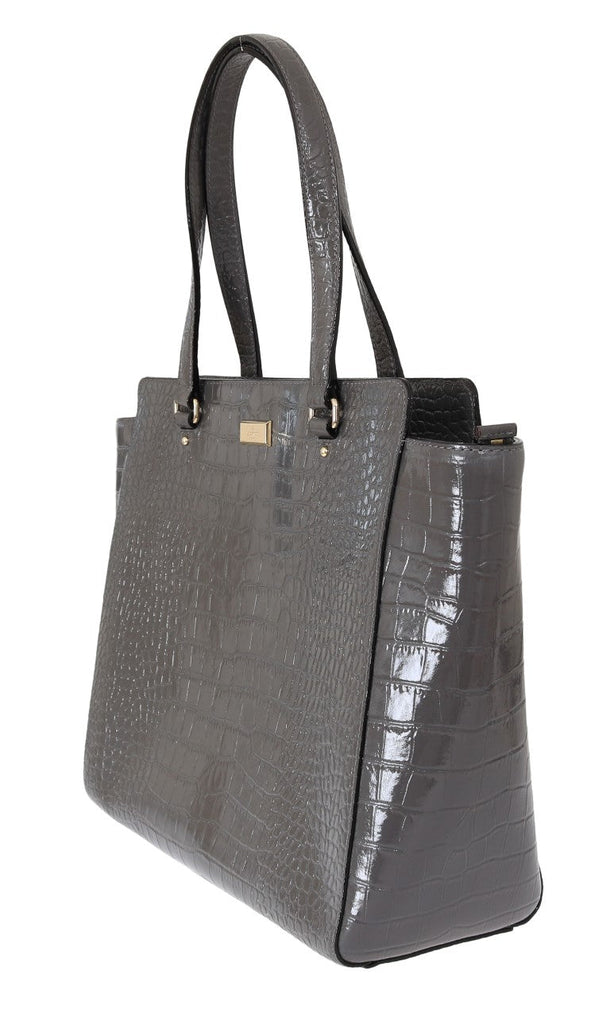Kate Spade Grey Croc Embossed Leather Elissa Bristol Drive Tote Handbag Bag - Beyzy Store - Kate Spade