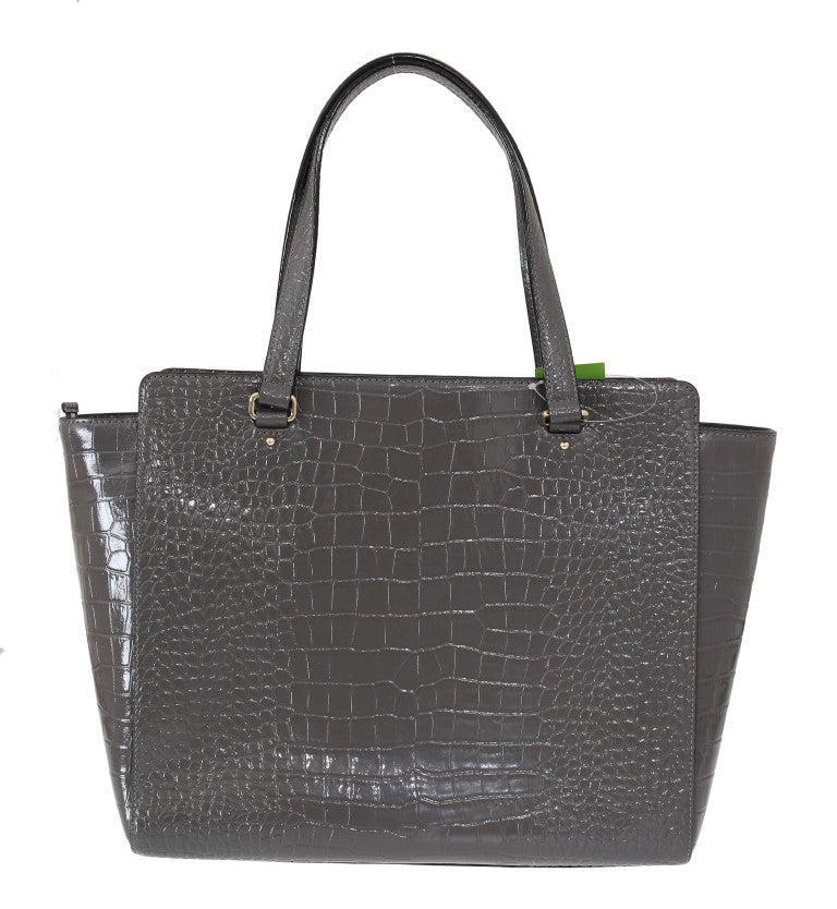 Kate Spade Grey Croc Embossed Leather Elissa Bristol Drive Tote Handbag Bag - Beyzy Store - Kate Spade