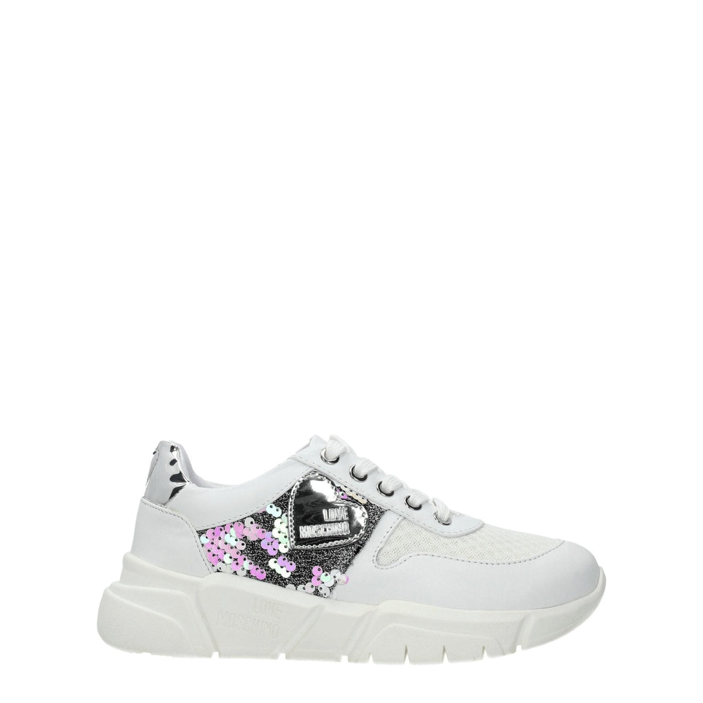 Love Moschino White Fabric Sneakers - Beyzy Store - Love Moschino