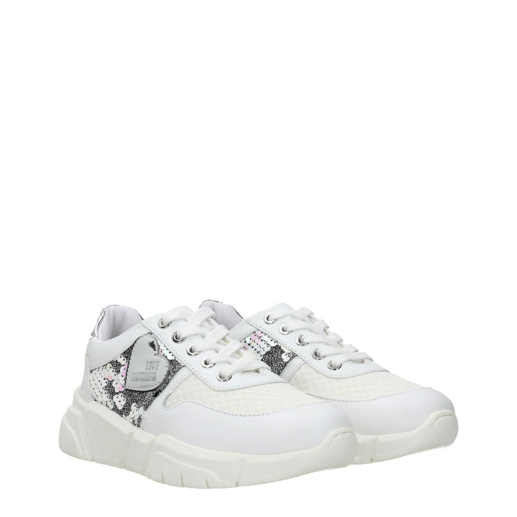 Love Moschino White Fabric Sneakers - Beyzy Store - Love Moschino