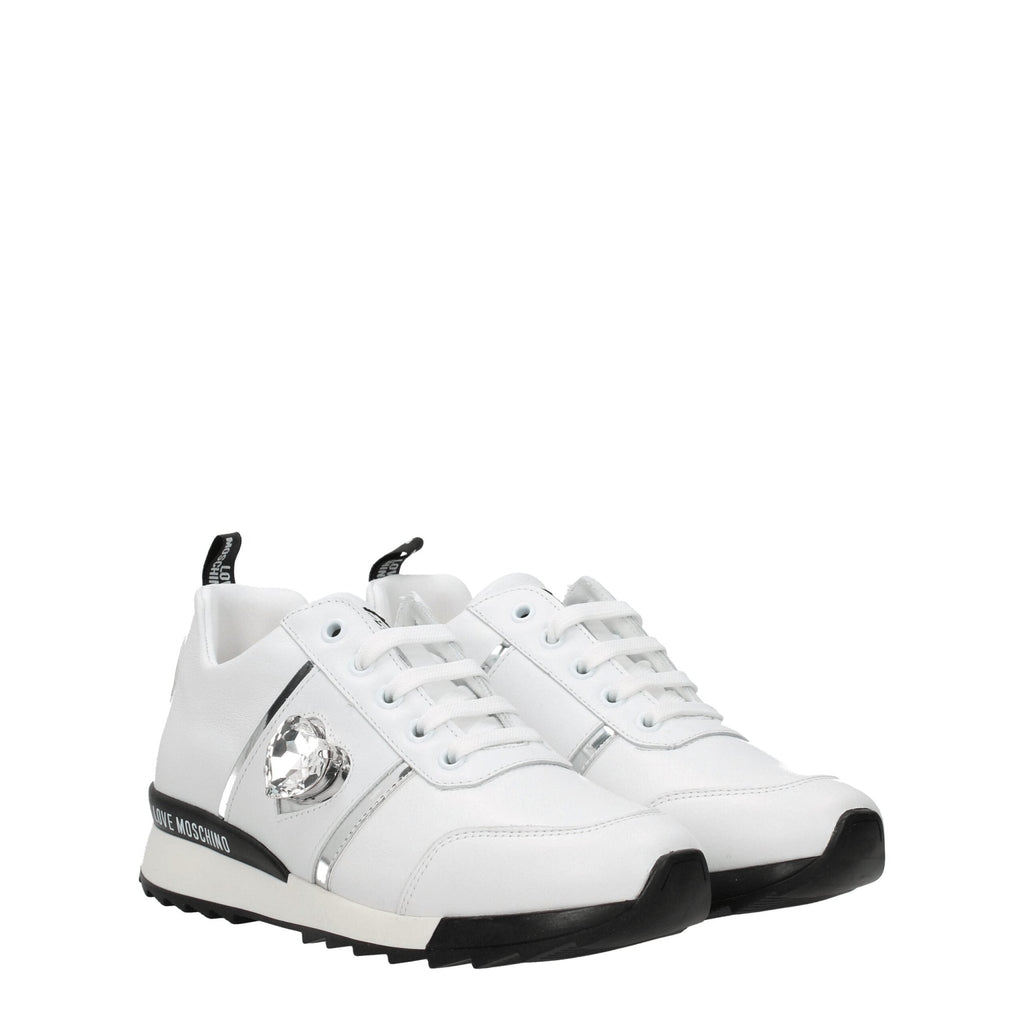 Love Moschino White Leather Sneakers - Beyzy Store - Love Moschino