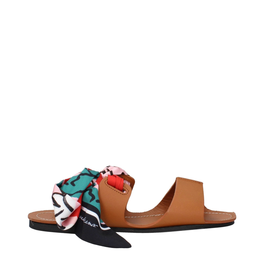 Max Mara Brown Leather Flat Sandals - Beyzy Store - Max Mara