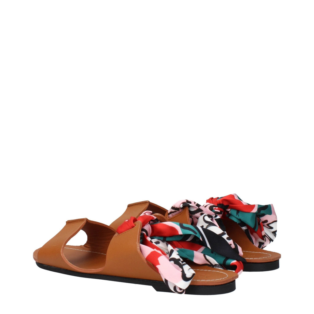 Max Mara Brown Leather Flat Sandals - Beyzy Store - Max Mara