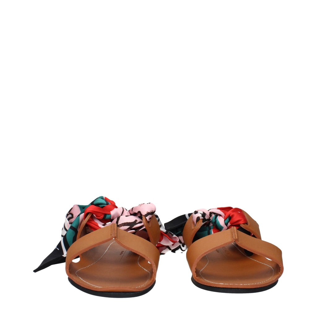 Max Mara Brown Leather Flat Sandals - Beyzy Store - Max Mara