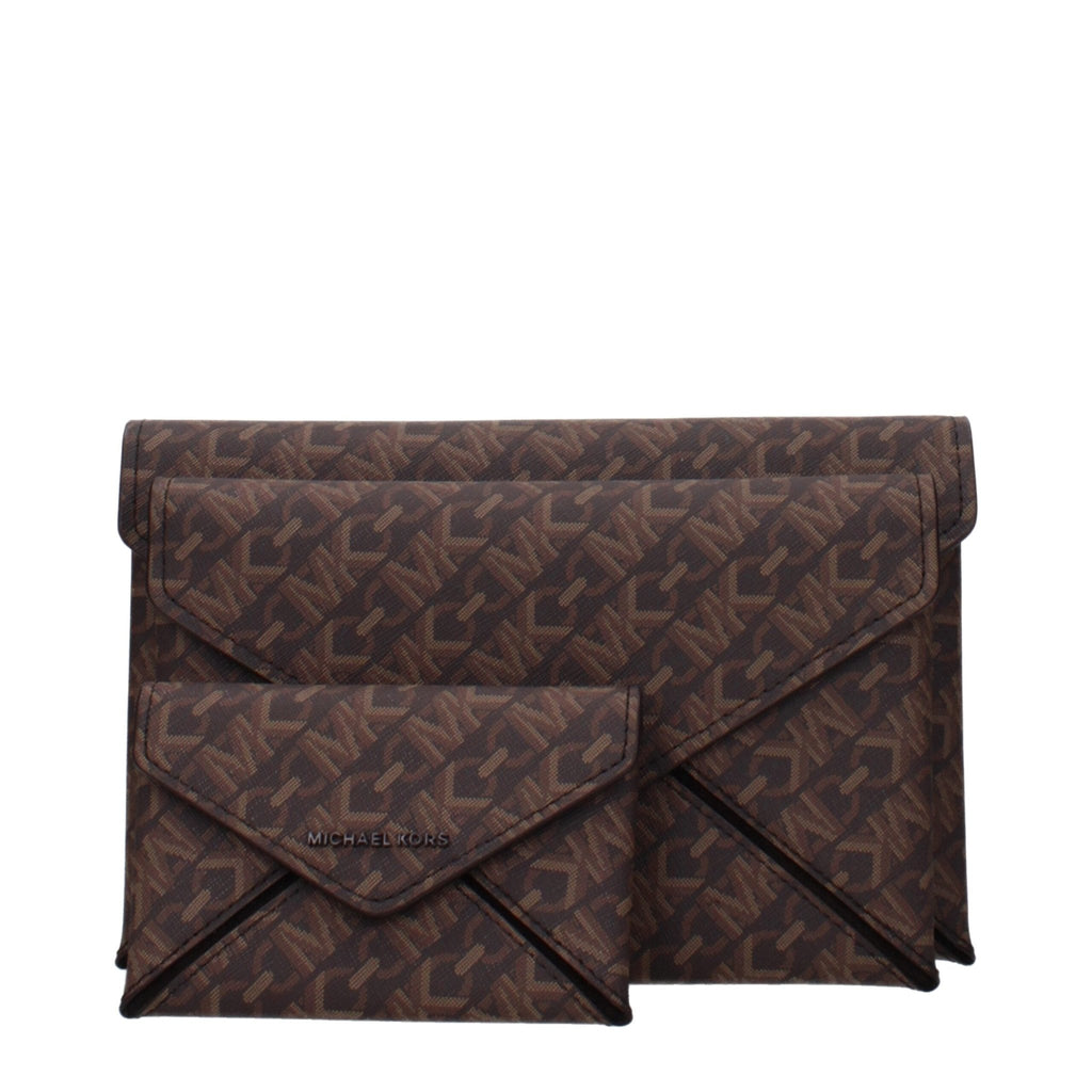 Michael Kors Brown Fabric Clutch Bags - Beyzy Store - Michael Kors