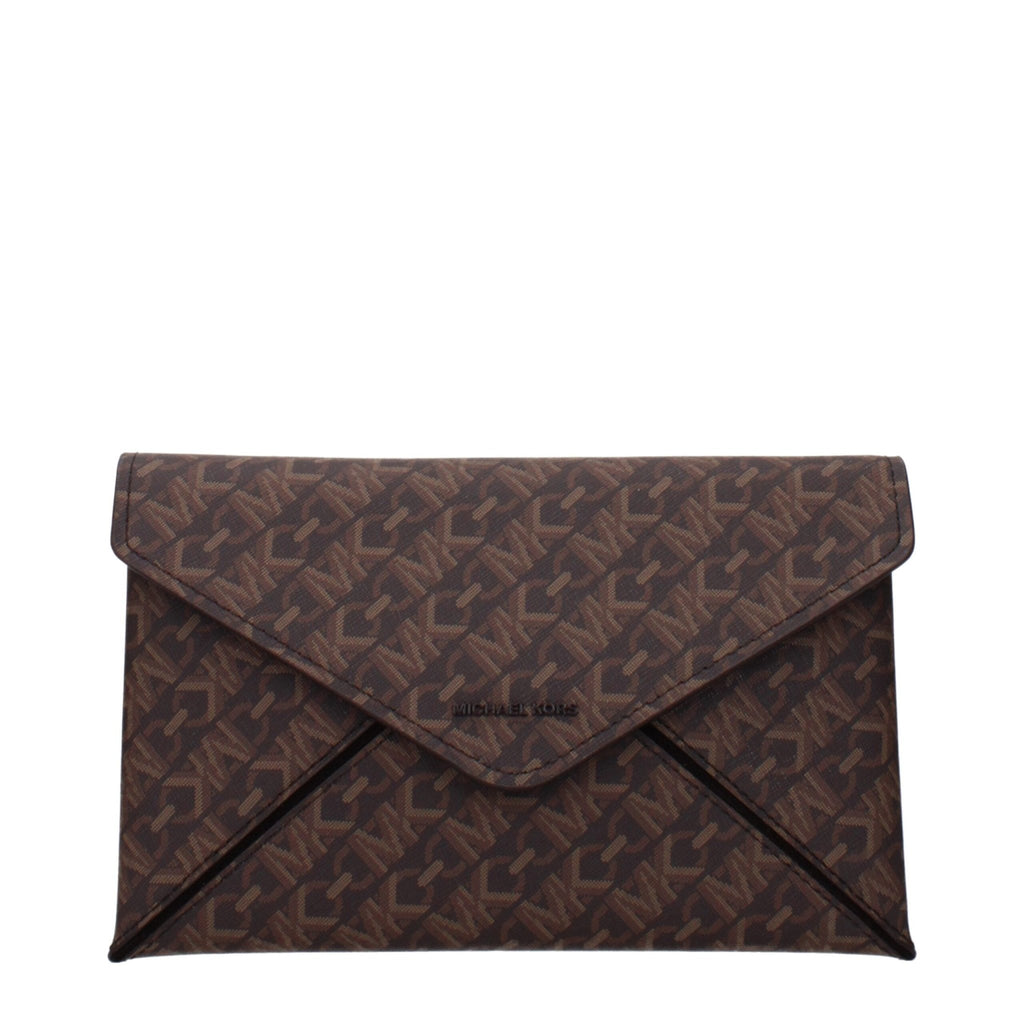 Michael Kors Brown Fabric Clutch Bags - Beyzy Store - Michael Kors