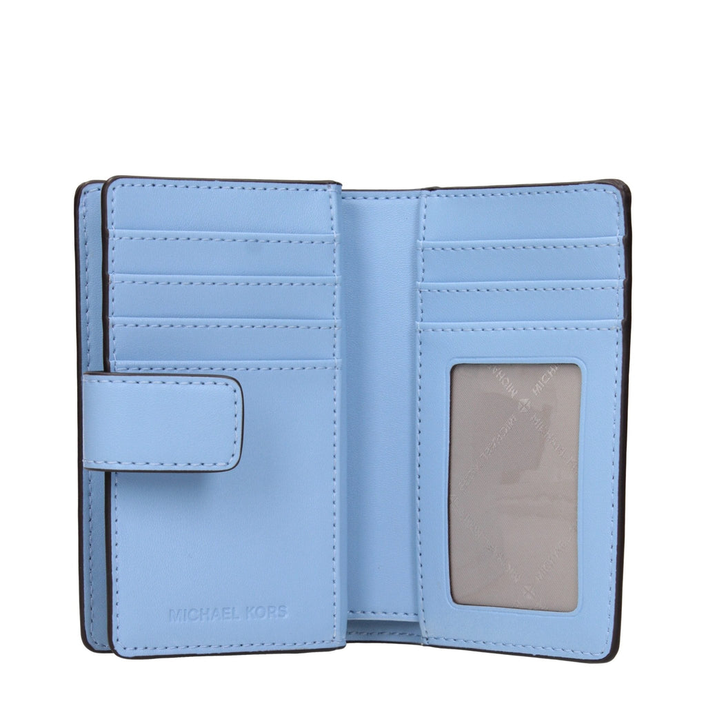 Michael Kors Light Blue Leather Wallets - Beyzy Store - Michael Kors