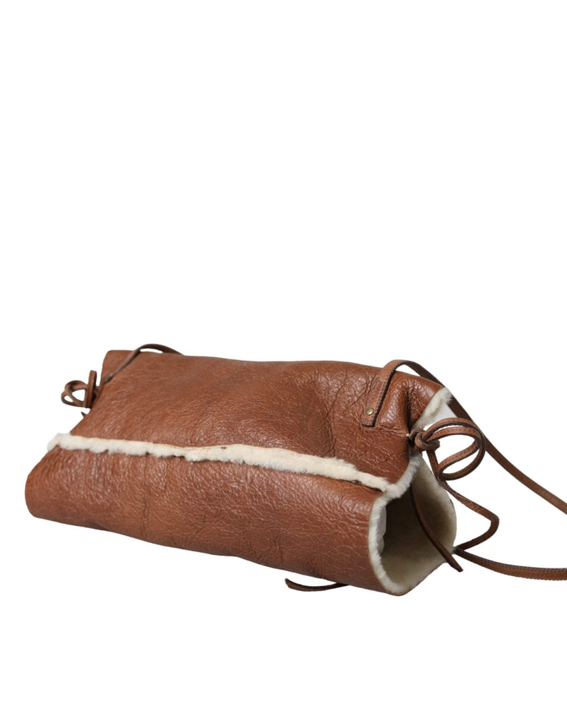 Miu Miu Brown Leather Fur Inner Lining Neck Strap WinterFleece Handwarmer - Beyzy Store - Miu Miu