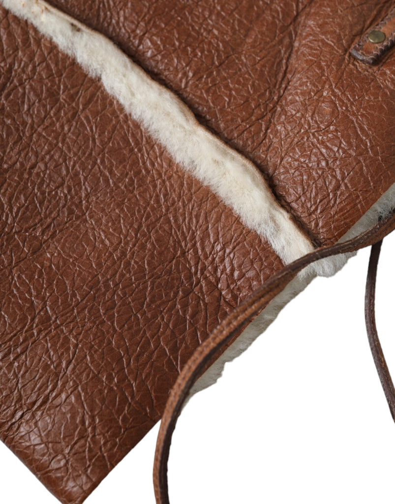 Miu Miu Brown Leather Fur Inner Lining Neck Strap WinterFleece Handwarmer - Beyzy Store - Miu Miu