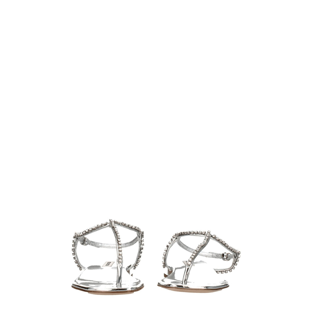 Miu Miu Gray Leather Flip - Flop Sandal - Beyzy Store - Miu Miu