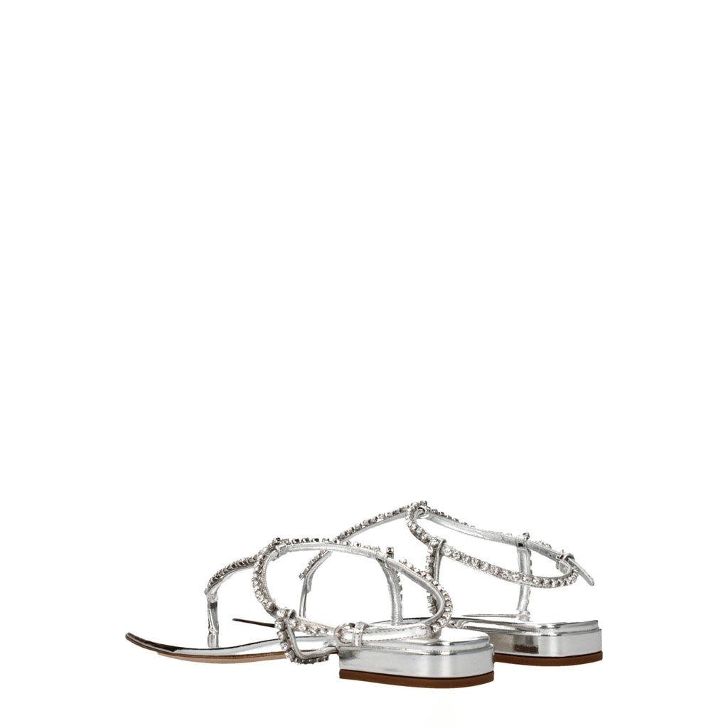 Miu Miu Gray Leather Flip - Flop Sandal - Beyzy Store - Miu Miu