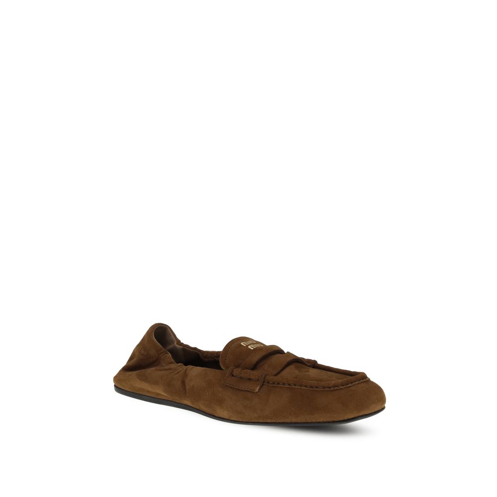 Miu Miu Suede Ruches Loafers - Beyzy Store - Miu Miu