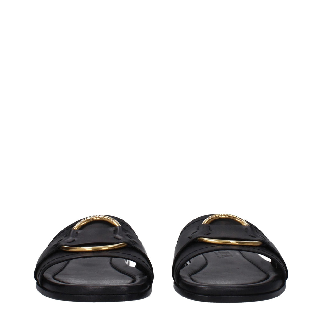 Moncler Black Leather Slipper - Beyzy Store - Moncler