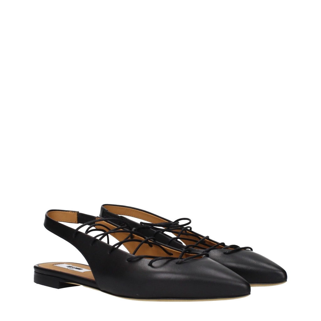 Moschino Black Leather Flats - Beyzy Store - Moschino