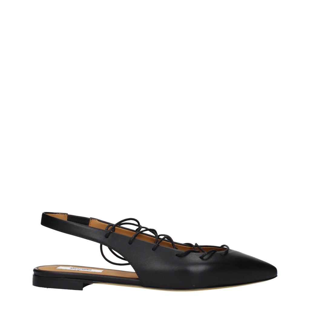 Moschino Black Leather Flats - Beyzy Store - Moschino