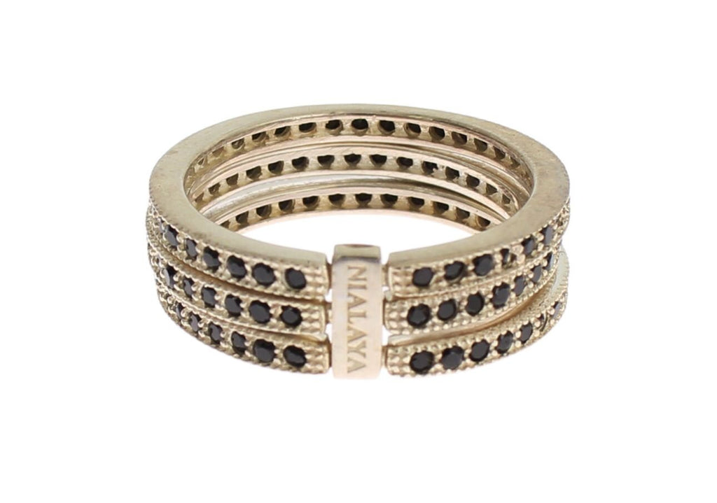 Nialaya Chic Silver & Black CZ Crystal Ring - Beyzy Store - Nialaya