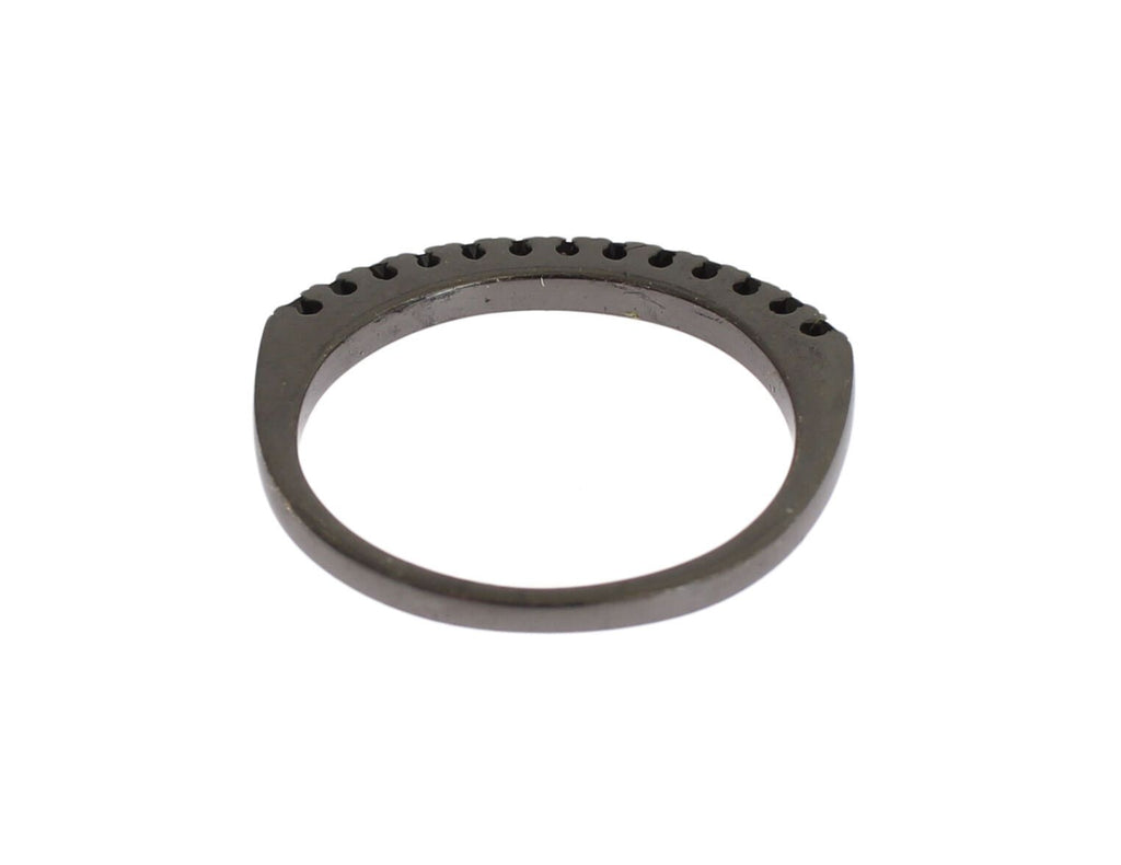 Nialaya Elegant Black Crystal Sterling Silver Ring - Beyzy Store - Nialaya