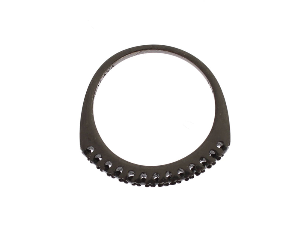 Nialaya Elegant Black Crystal Sterling Silver Ring - Beyzy Store - Nialaya