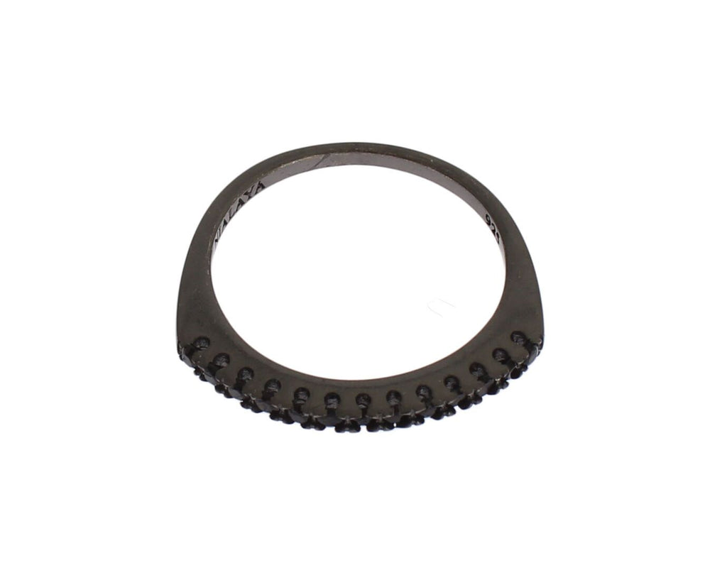 Nialaya Elegant Black Crystal Sterling Silver Ring - Beyzy Store - Nialaya