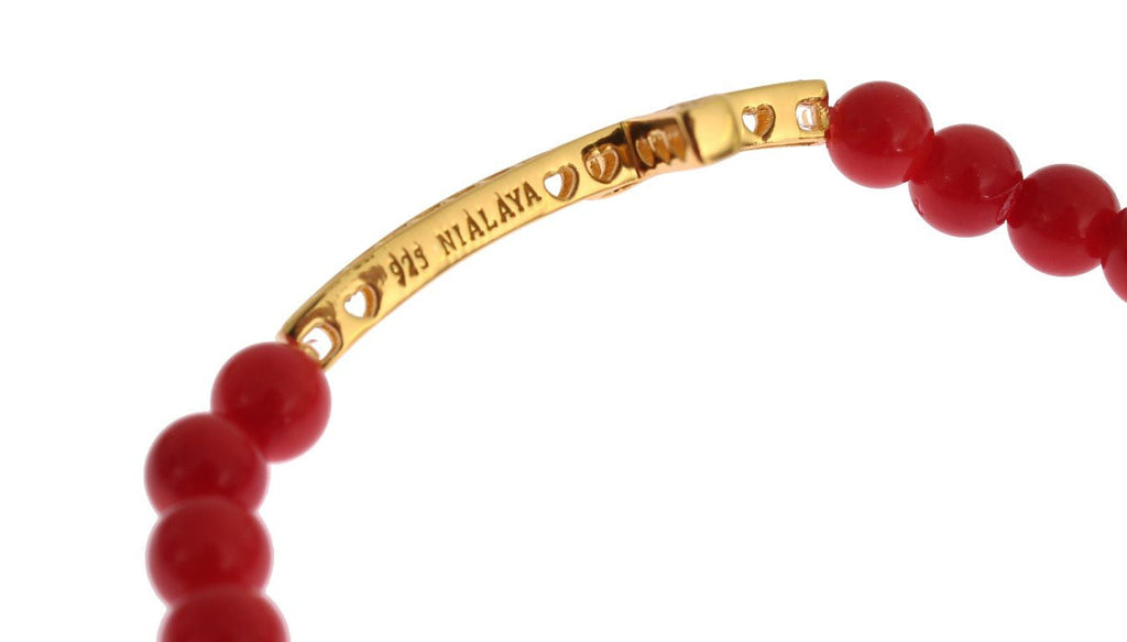 Nialaya Elegant Gold and Red Coral Beaded Bracelet - Beyzy Store - Nialaya