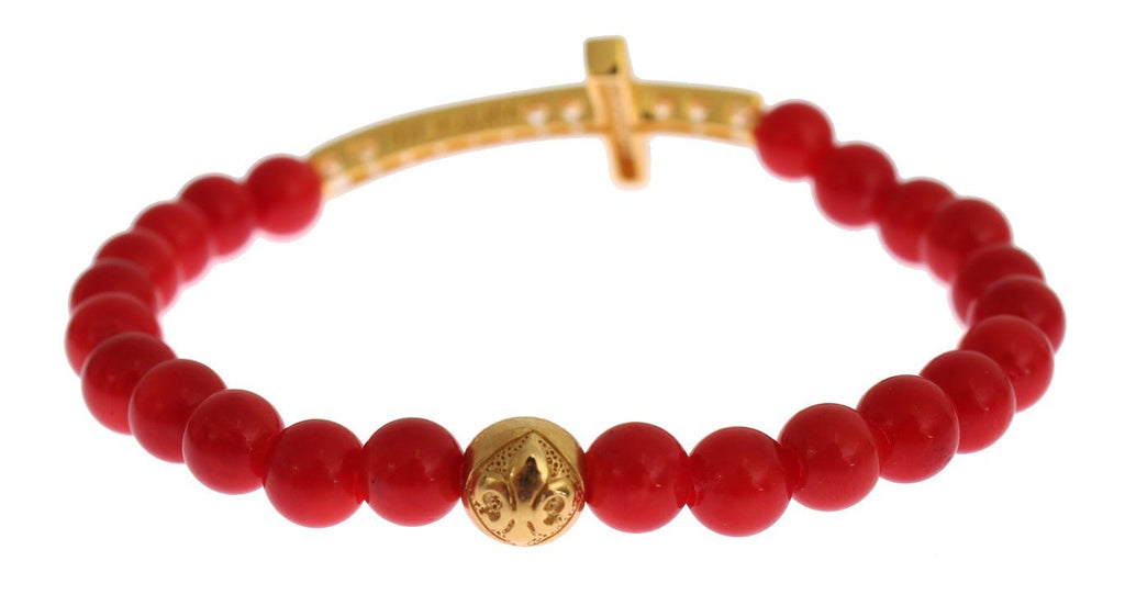 Nialaya Elegant Gold and Red Coral Beaded Bracelet - Beyzy Store - Nialaya