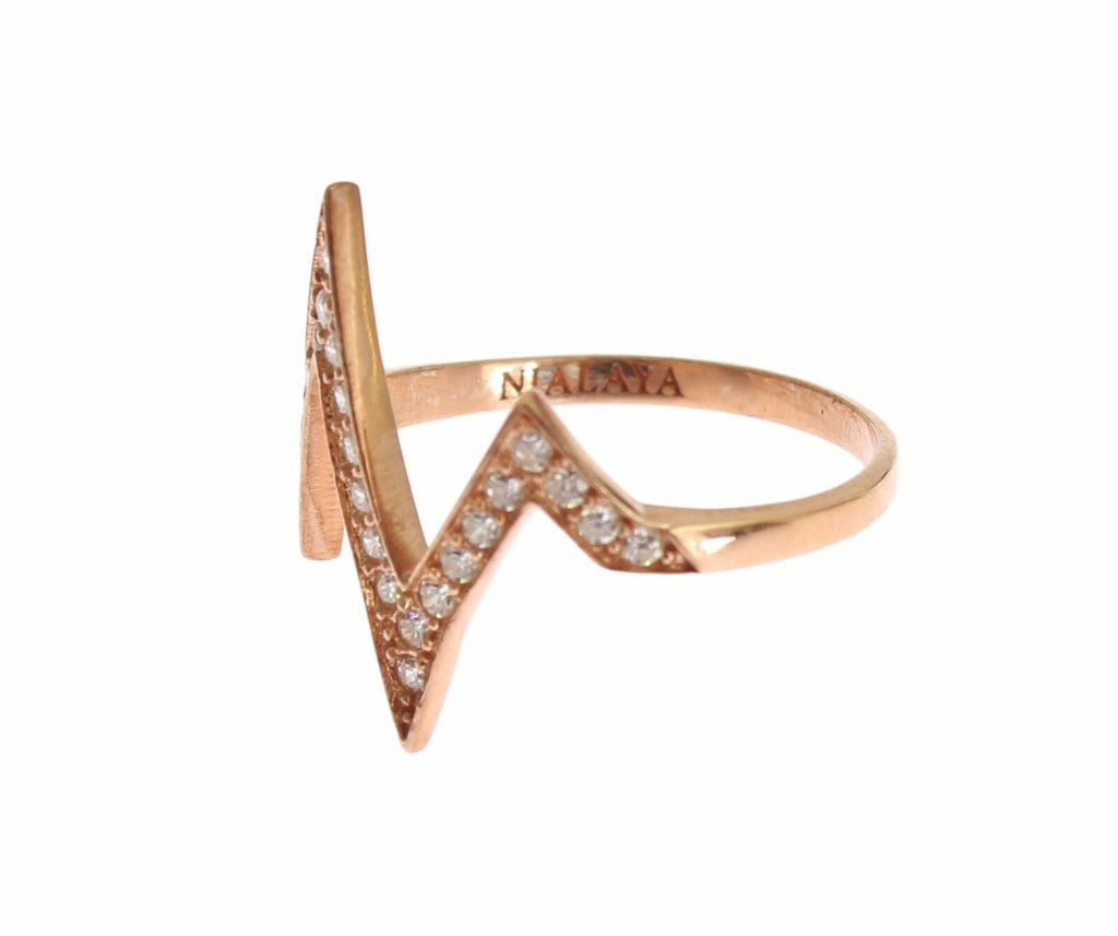 Nialaya Elegant Pink Crystal Encrusted Silver Ring - Beyzy Store - Nialaya