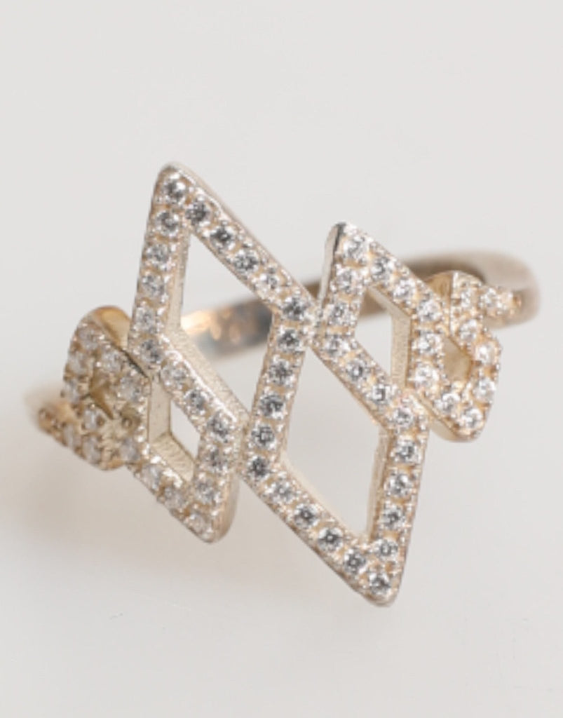 Nialaya Geometric Diamond Shape Pave CZ Crystal Jewelry Ring - Beyzy Store - Nialaya