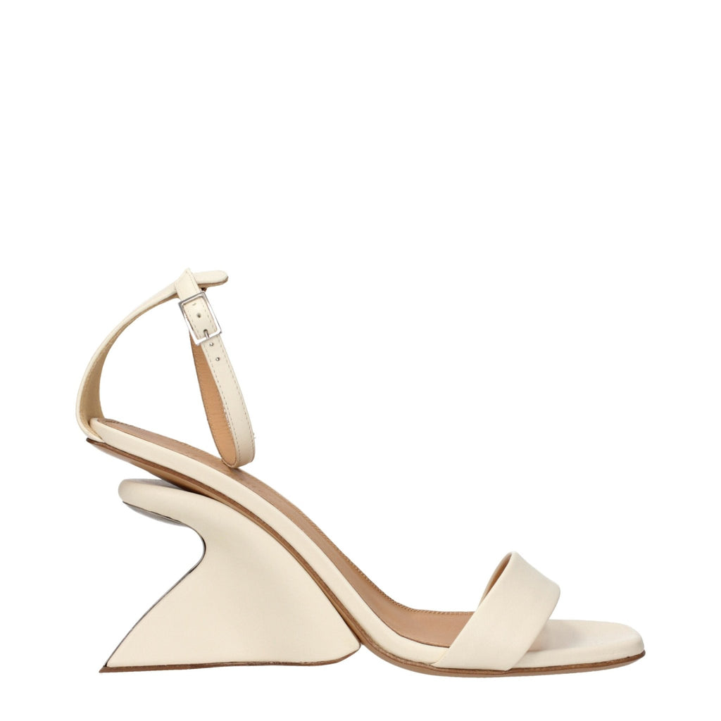Off - White Beige Leather Platforms - Beyzy Store - Off - White