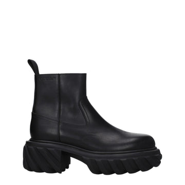 Off - White Black Leather Ankle - Beyzy Store - Off - White