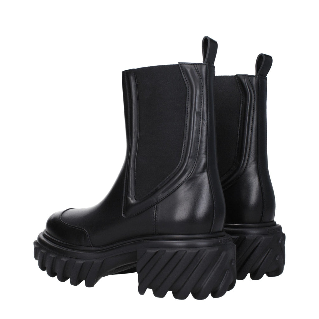 Off - White Black Leather Ankle - Beyzy Store - Off - White