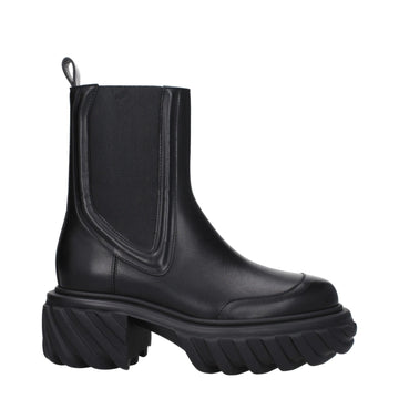 Off - White Black Leather Ankle - Beyzy Store - Off - White